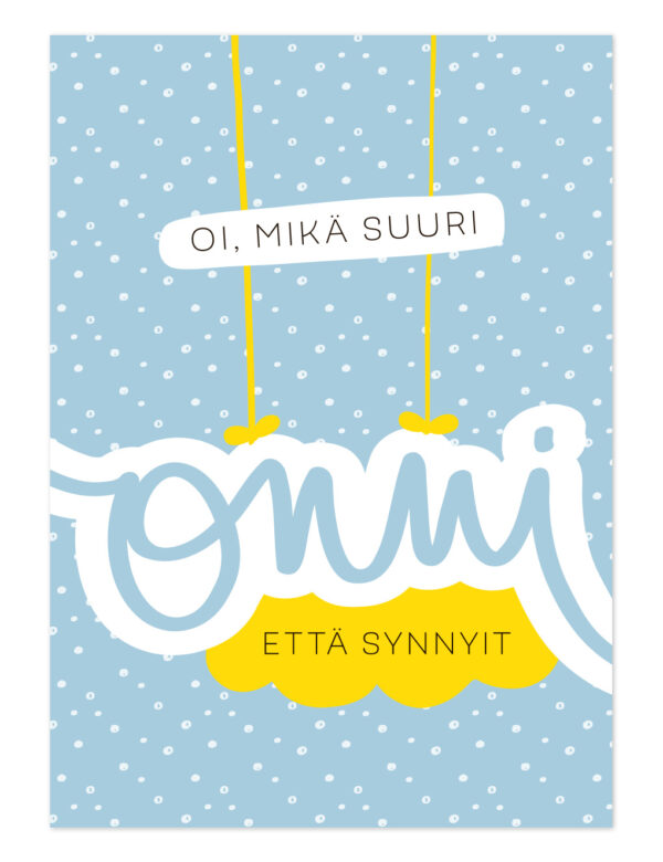 Oi mikä suuri onni postikortti sininenNinnimoi