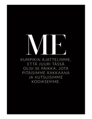 Me kumpikin ajattelimme, että juuri tässä olisi se paikka, jota pitäisimme rakkaana ja kutsuisimme kodiksemme. Ninnimoi postikortti