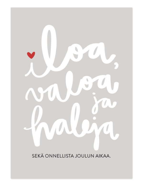 Iloa, valoa ja haleja joulukortti Ninnimoi