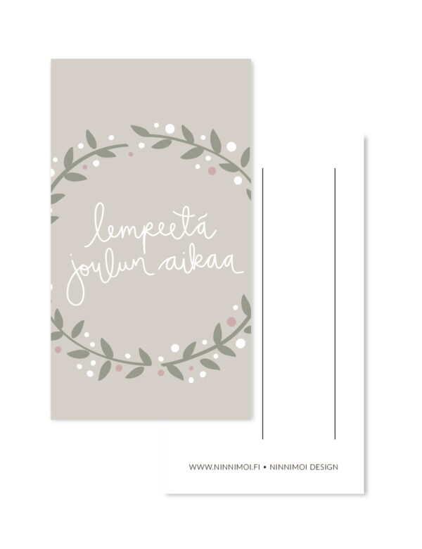 Lempeetä joulun aikaa pakettikorttisetti Ninnimoi joulu pakettikortit