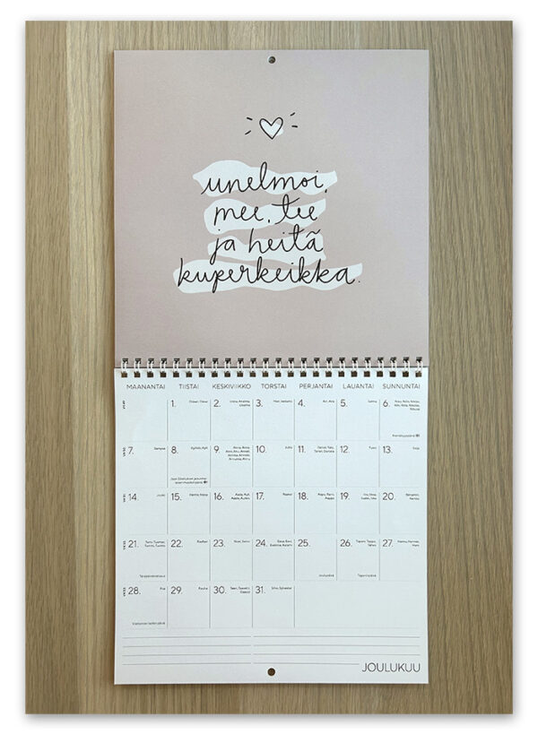 5401_seinakalenteri_2026_joulukuu 2 kalenteria - Vuosikalenteri ja seinäkalenteri 2026