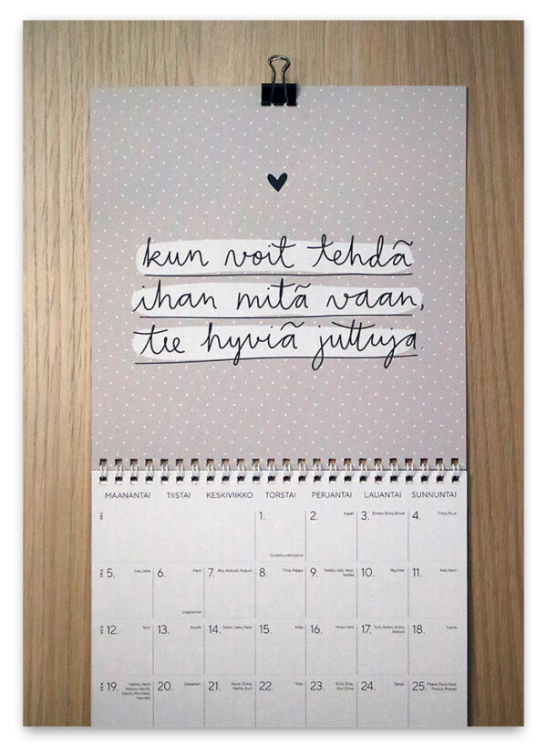 5401_seinakalenteri_2026_kun_voit Kohtalo löytyy sen polun varrelta, jolla seikkailet. Ninnimoi seinäkalenteri 2026