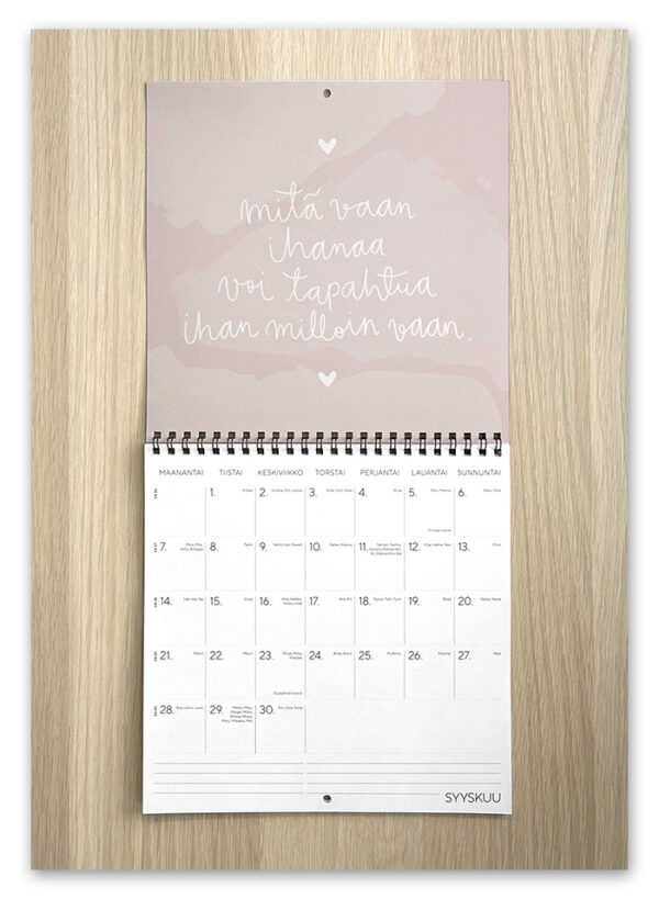 5401_seinakalenteri_2026_syyskuu Ninnimoi seinäkalenteri 2026 syyskuu