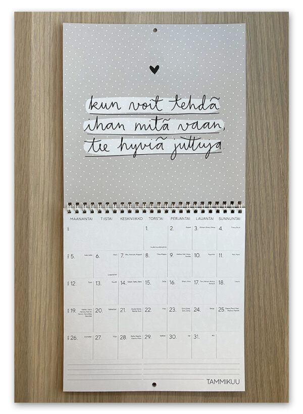 5401_seinakalenteri_2026_tammikuu 2 kalenteria - Vuosikalenteri ja seinäkalenteri 2026