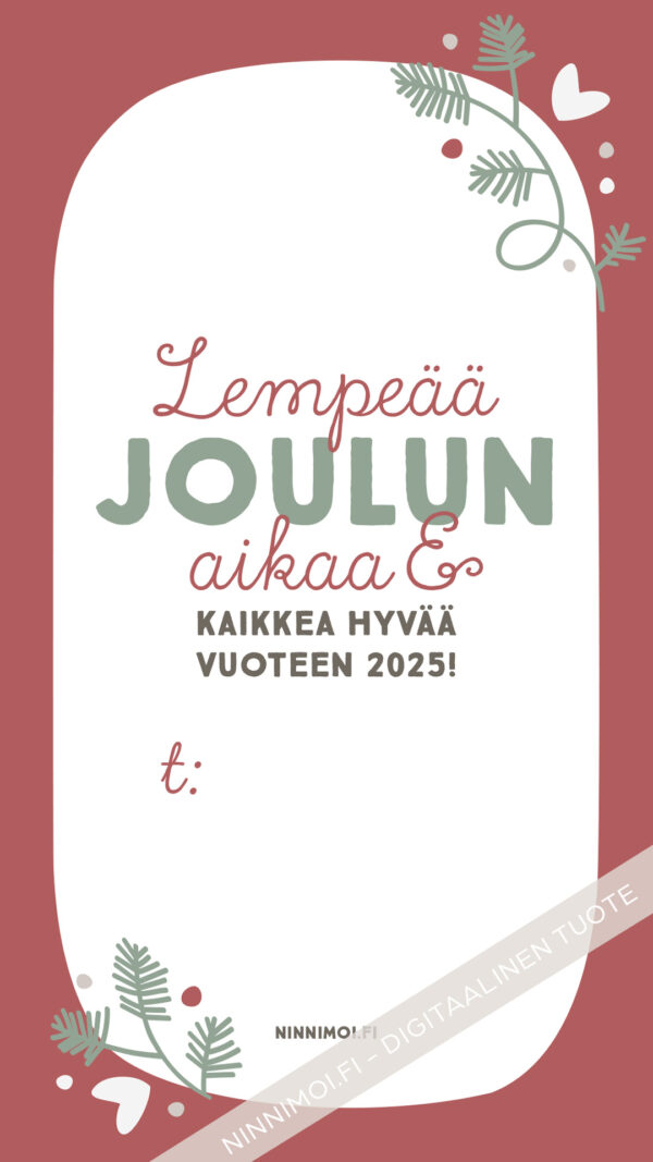 Lempeää joulun aikaa digitaalinen some joulukortti Ninnimoi