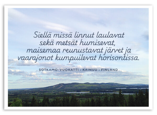 Ninnimoi Kainuu teksti Vuokatin vaaramaisemassa